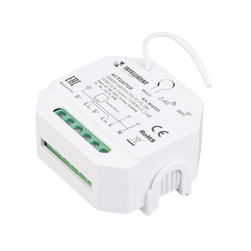 INTELLIGENT ARLIGHT Актуатор SMART-SWITCH-702-72-PS-DIN (230V, 2x1A, Curtain, TUYA Wi-Fi, 2.4G) (IARL, IP20 Пластик, 5 лет)