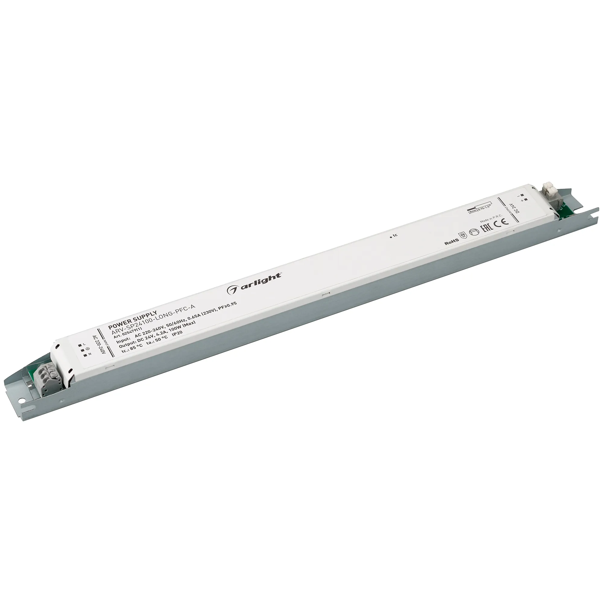 Блок питания ARV-SP24100-LONG-PFC-A (24V, 4.2A, 100W) (Arlight, IP20 Металл, 5 лет) - изображение товара