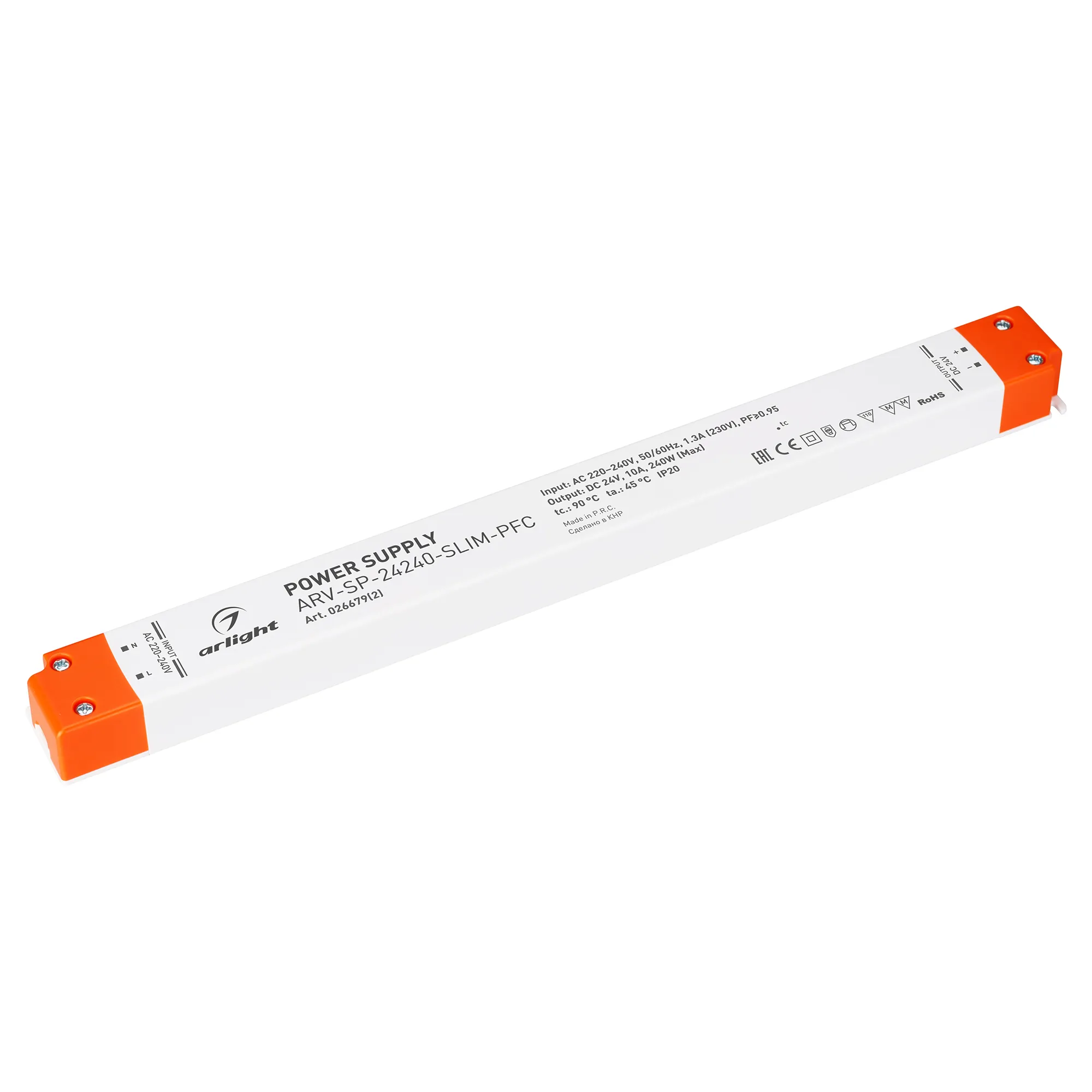 Блок питания ARV-SP-24240-SLIM-PFC (24V, 10A, 240W) (Arlight, IP20 Пластик, 5 лет) - изображение товара