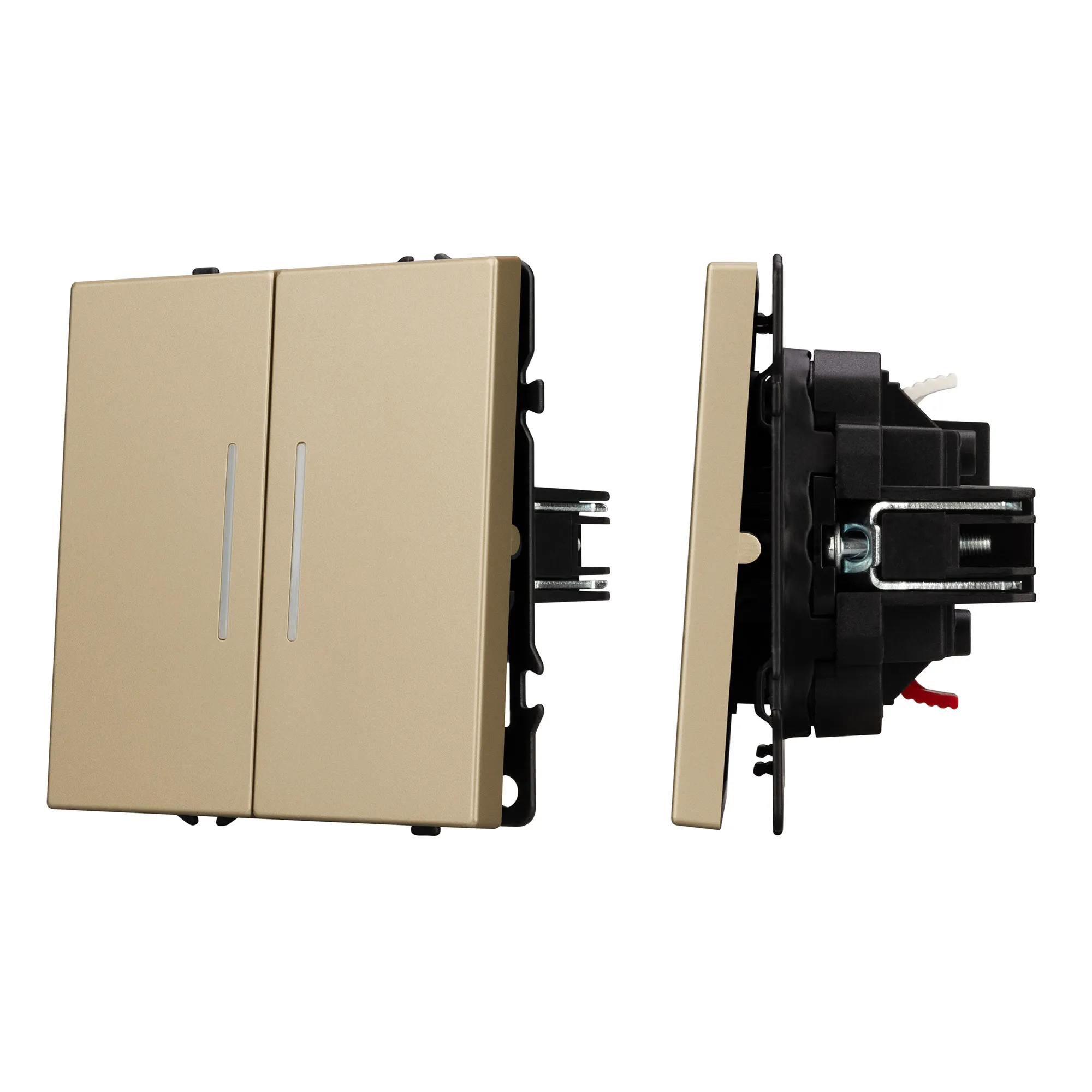 Механизм выключателя двухкавишный непроходной LED SWT-NOBE-MK02-SFPL-L-GD (230V, 10A) (Arlight, -) - изображение товара