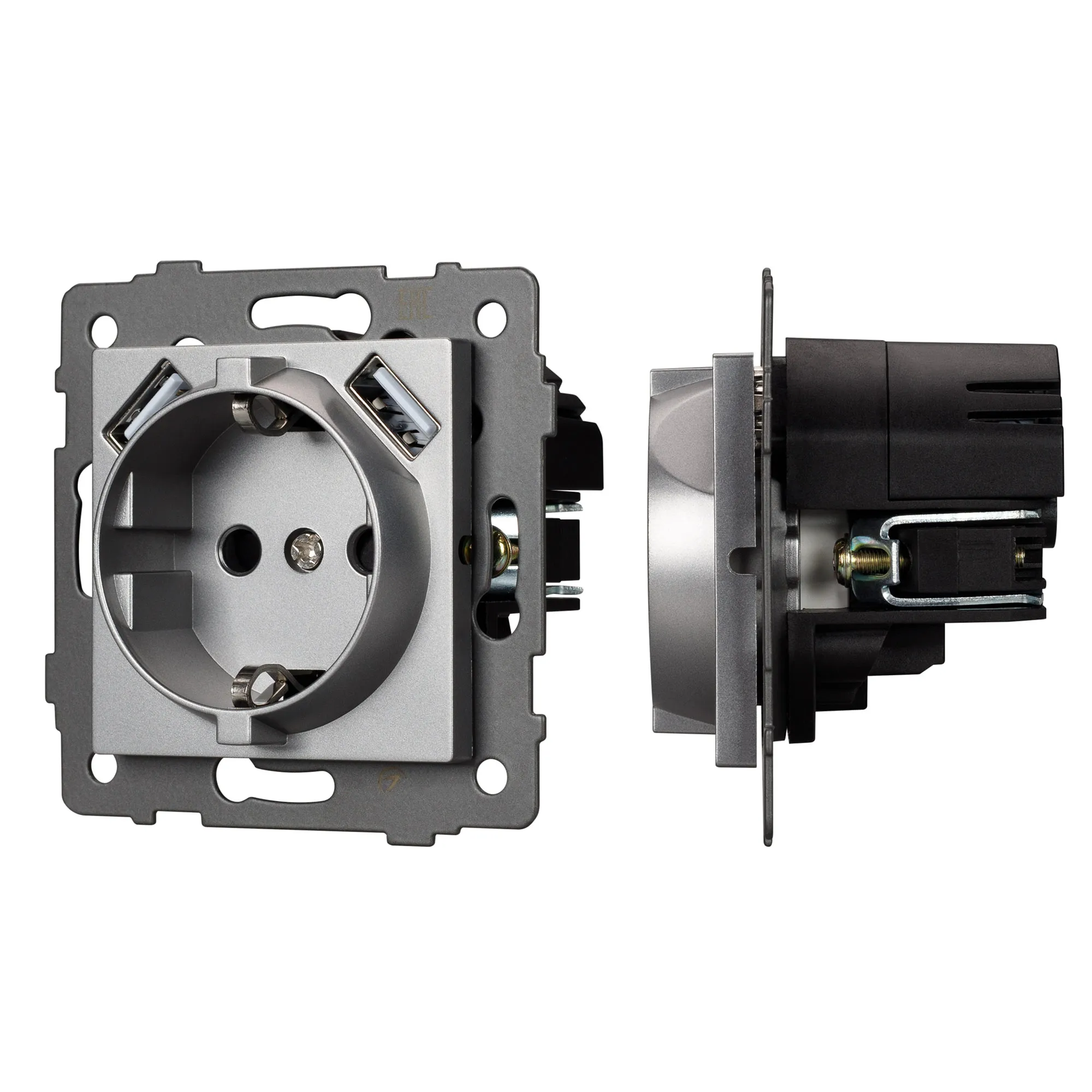 Механизм розетки с USB зарядкой SCT-MUAA-PL-GR-V (250V, 16A) (Arlight, -) - изображение товара