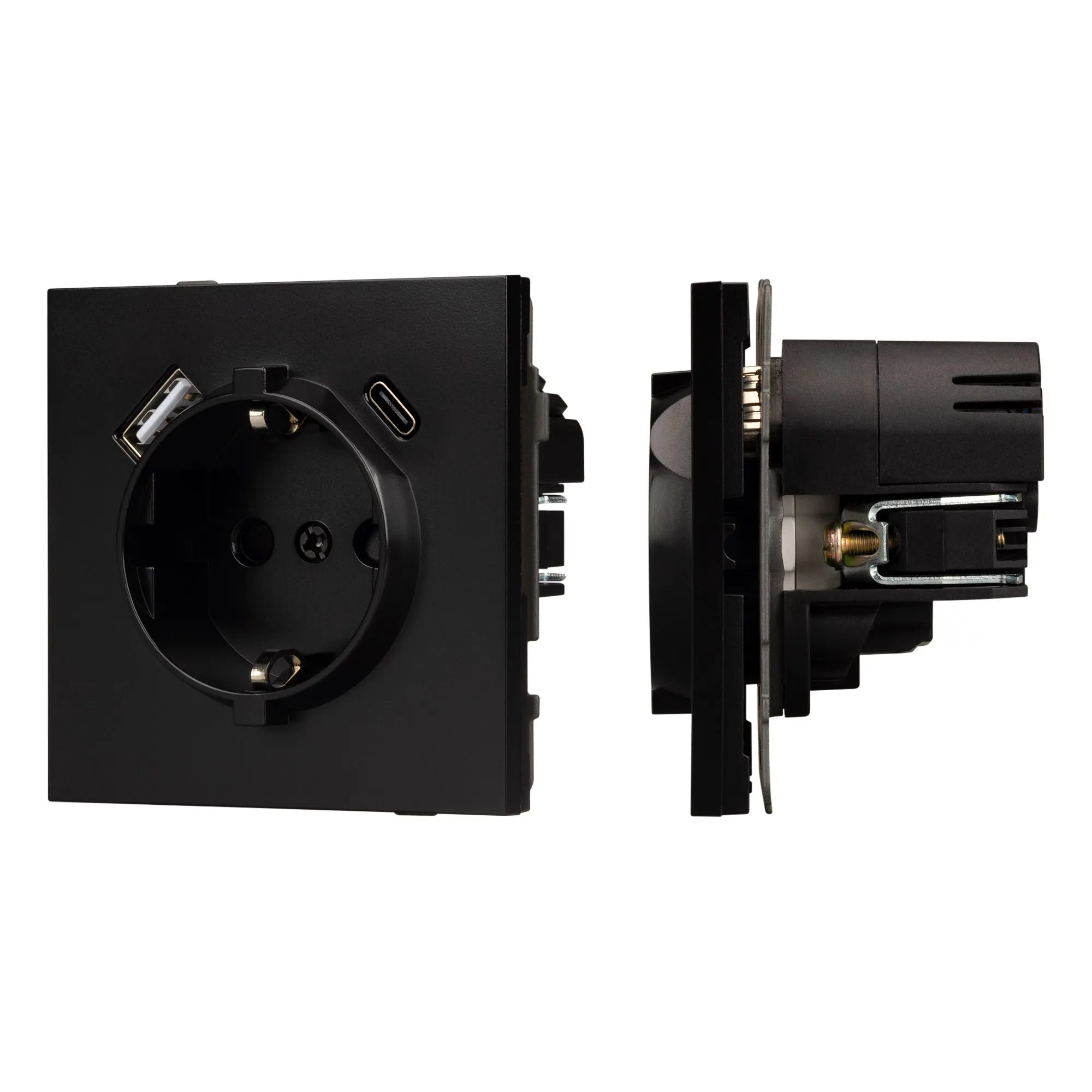 Механизм розетки с USB зарядкой SCT-TENDO-MUAC-PL-BK (230V, 16A) (Arlight, -) - изображение товара