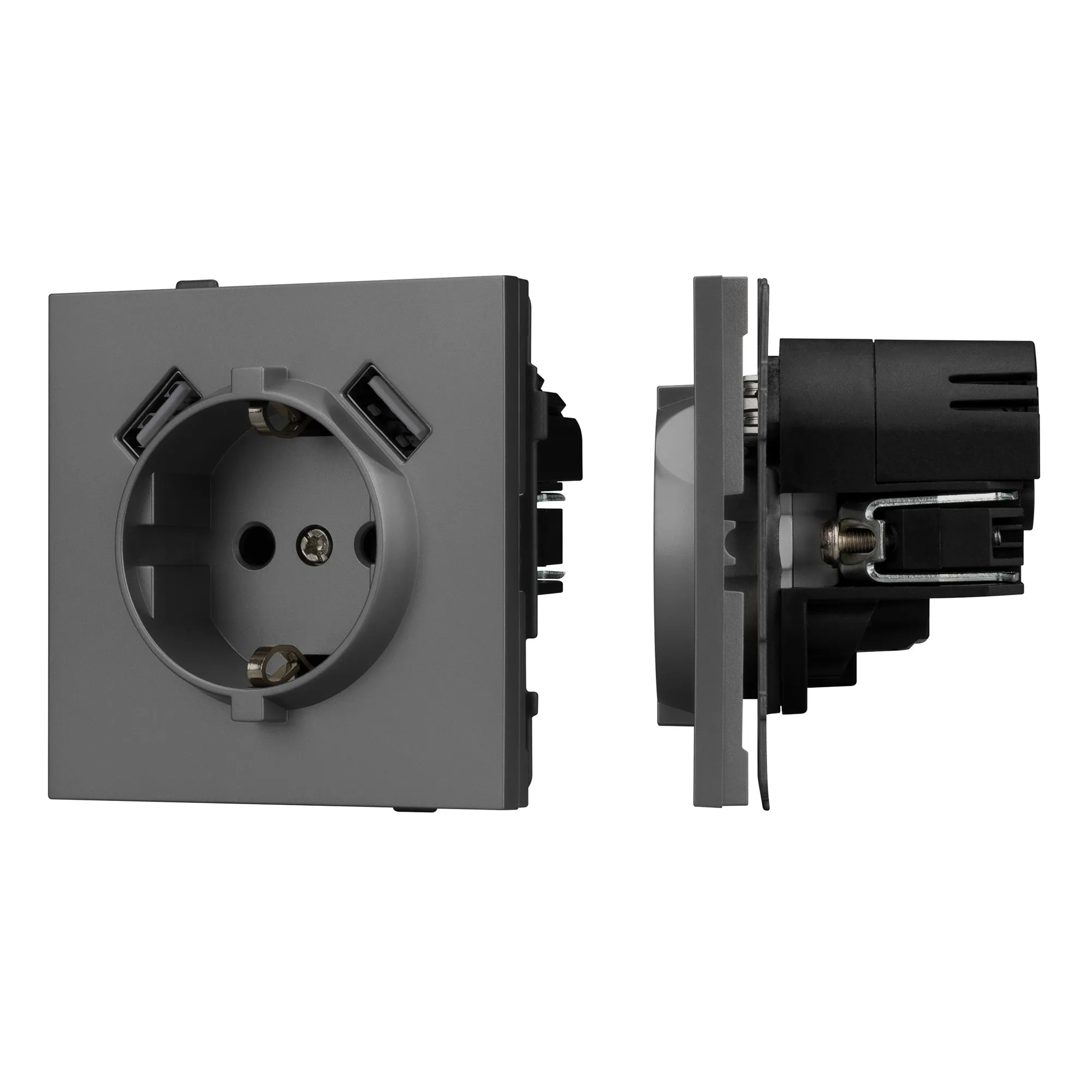 Механизм розетки с USB зарядкой SCT-TENDO-MUAA-SFPL-GR (230V, 16A) (Arlight, -) - изображение товара