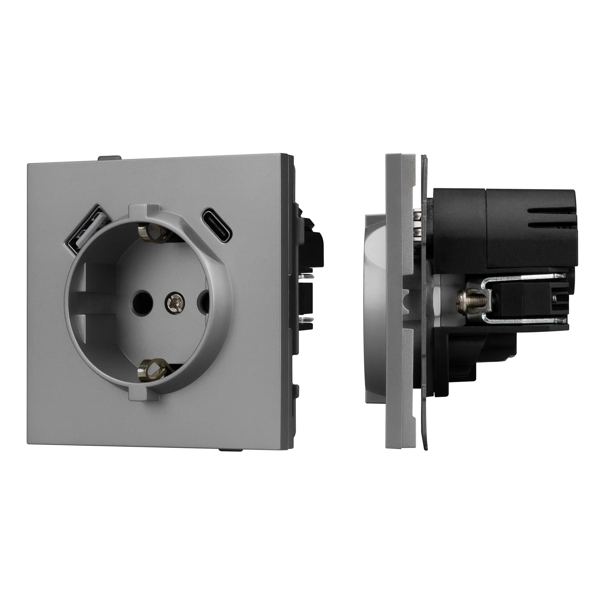 Механизм розетки с USB зарядкой SCT-TENDO-MUAC-PL-GR (230V, 16A) (Arlight, -) - изображение товара